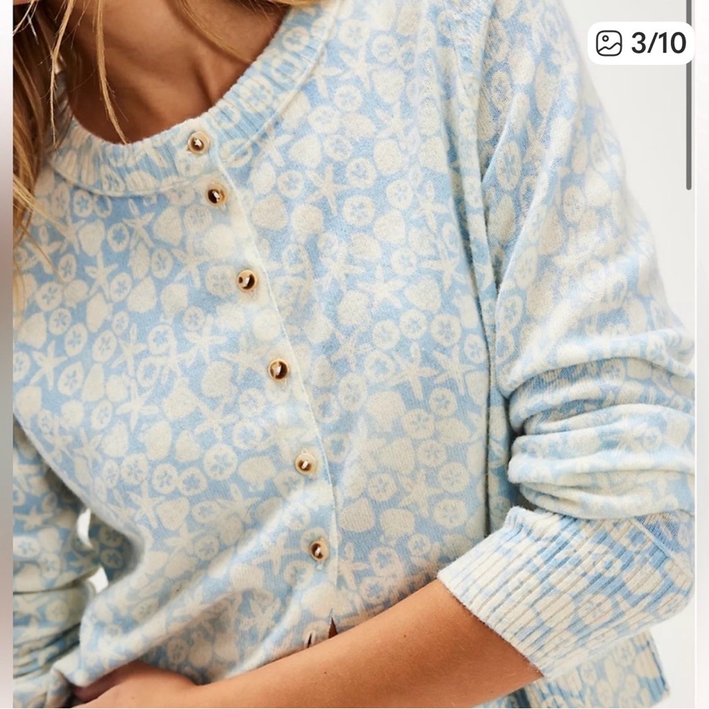 NWT Free People Sea Combo Cardigan size L